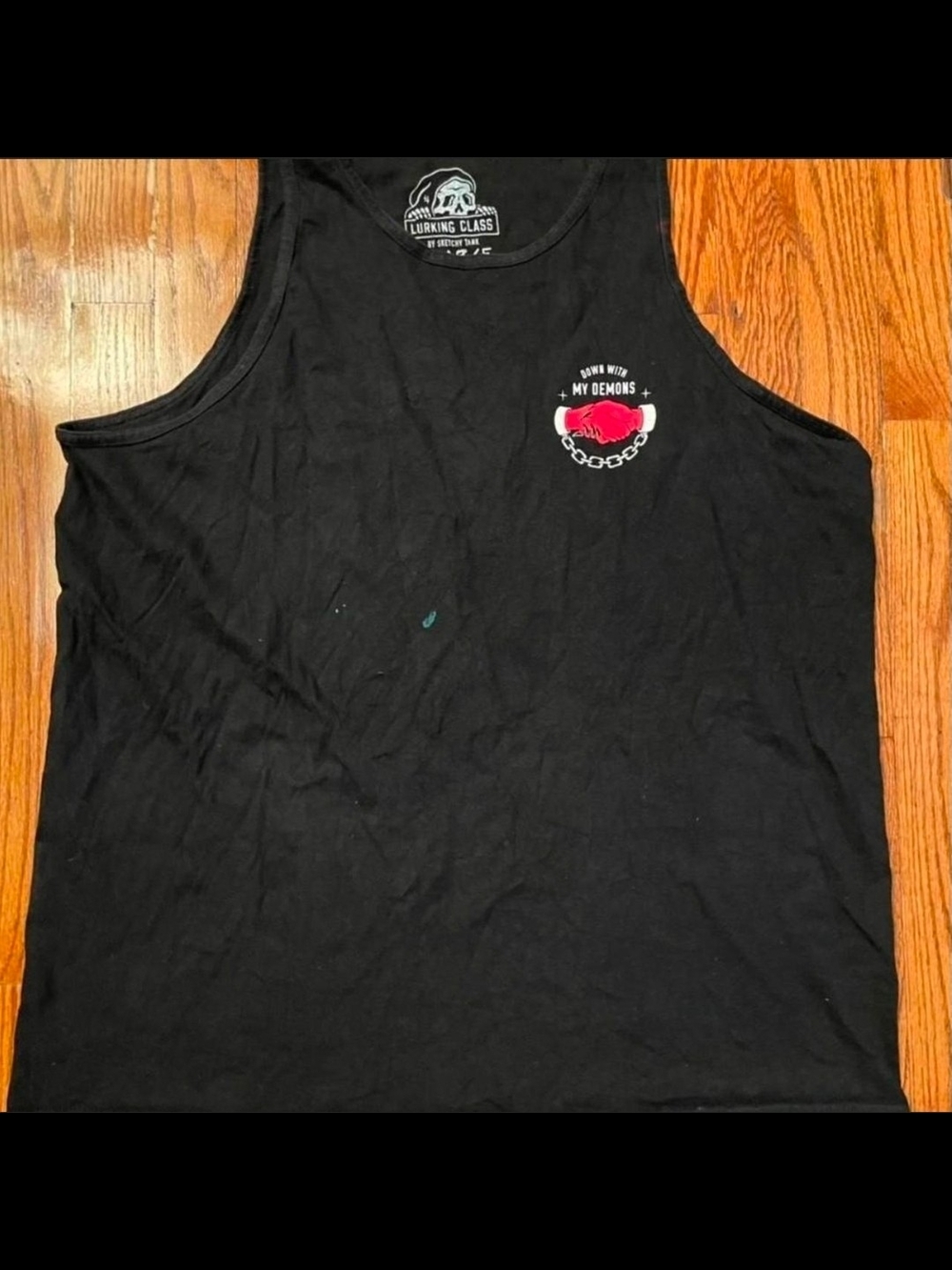 Lurking Class Black Muscle Tee with Red Accent